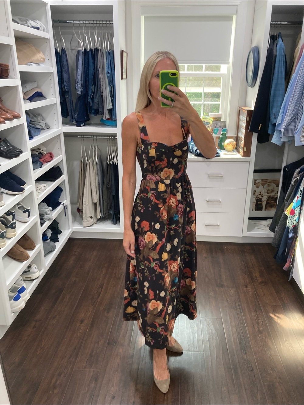 Tuckernuck Floral Midi Dress in Black with Warm Floral Print 4
